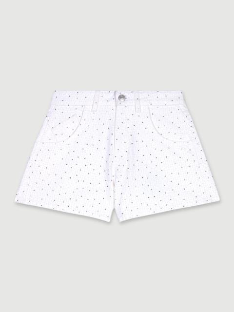 maje Rhinestone denim shorts
