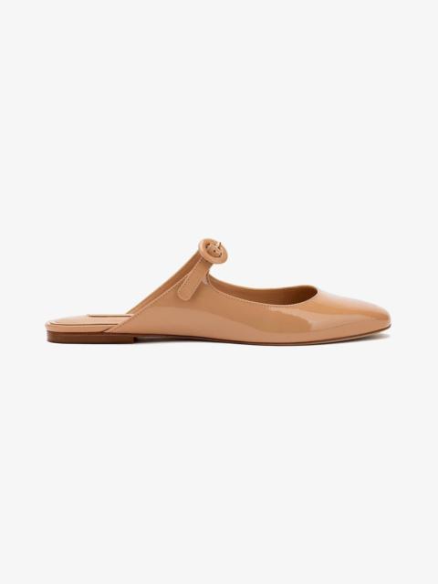 Larroudé Blair Flat Mule In Tan Patent Leather