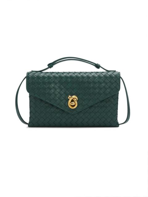 Bottega Veneta Women's Knot Lock Intrecciato Leather Top Handle Bag - Emerald Green Brass