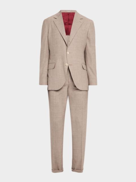Brunello Cucinelli Men's Wool. Silk and Linen Sharkskin Two-Piece Suit