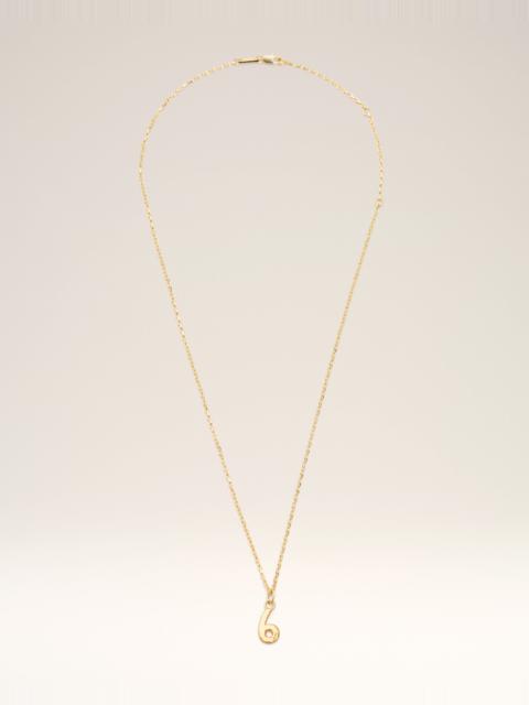AMI Paris GOLD BRASS HAMMERED "6" PENDANT NECKLACE