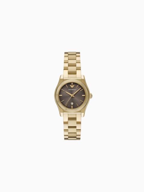 EMPORIO ARMANI THREE-HAND GOLD-TONE STAINLESS STEEL WATCH