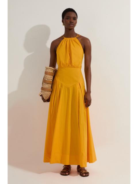 KAREN MILLEN Cotton Halter Neck Woven Midi Dress With Dropped Waist Detail