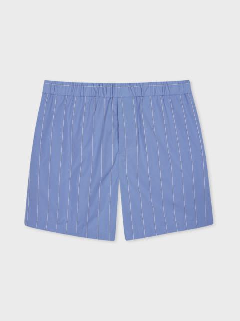 Blue Cotton Poplin Stripe Shorts