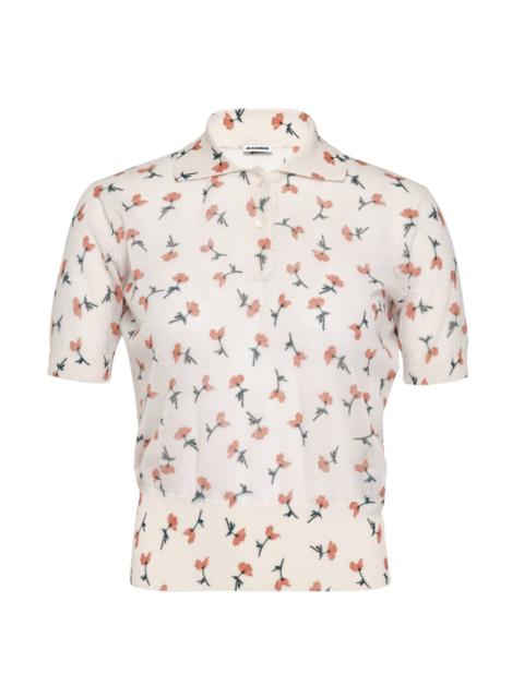 Jil Sander Polo Shirt Printed Sheer Cotton