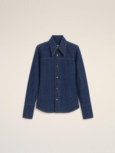 AMI Paris BLUE COTTON SHARP COLLAR SHIRT