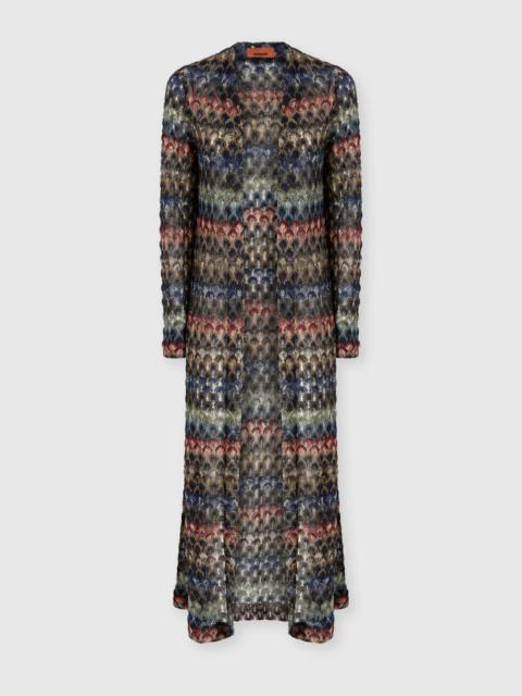 Missoni Long viscose lamé cardigan with lace motif
