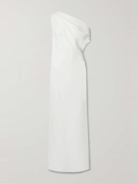 Bamaris one-shoulder draped silk-crepe maxi dress