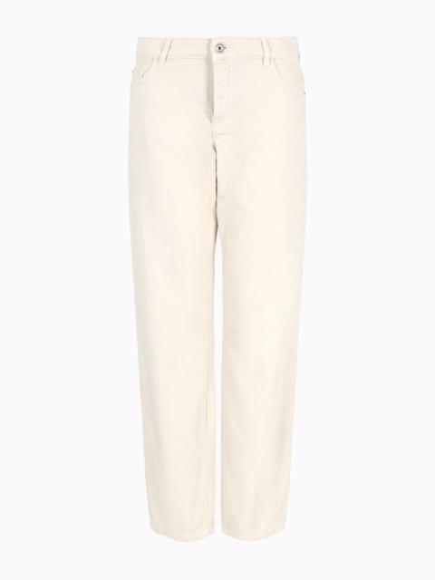 EMPORIO ARMANI J04 Mid-rise straight-leg trousers in ASV worn-look organic cotton