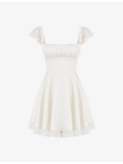 House of CB Kaia square-neck A-line woven mini dress
