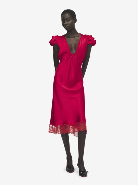 Alexander McQueen Gathered Sleeve Midi Dress