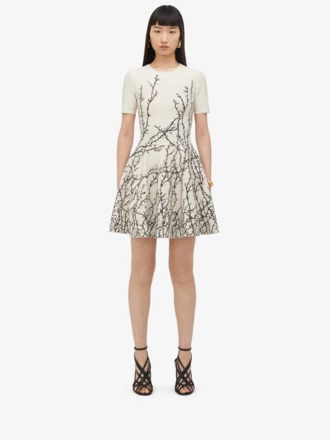 Alexander McQueen Women's Thorn Branches Mini Dress in Ivory/black