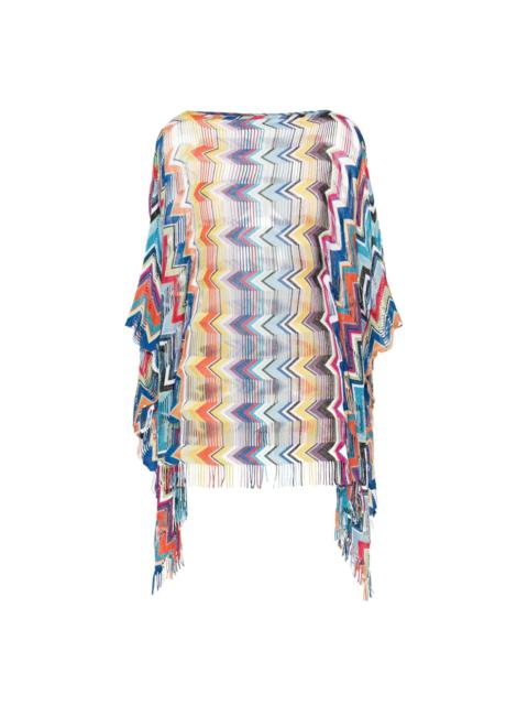 zigzag-pattern fringed kaftan