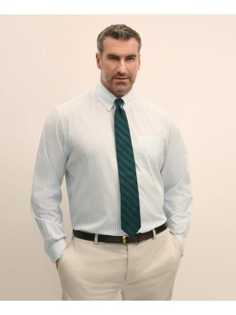 Brooks Brothers Big & Tall Stretch Cotton Broadcloth Non-Iron Polo Button Down Collar, Dress Shirt