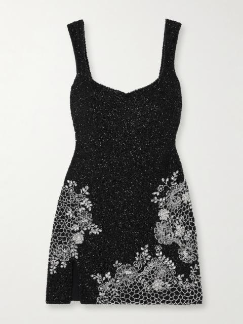 CLIO PEPPIATT Damask Embellished Stretch-tulle Mini Dress