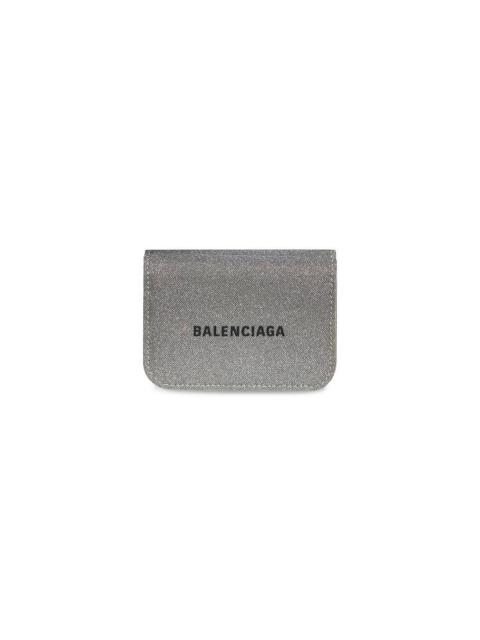 BALENCIAGA Women's Cash Mini Wallet In Glitter Material  in Grey