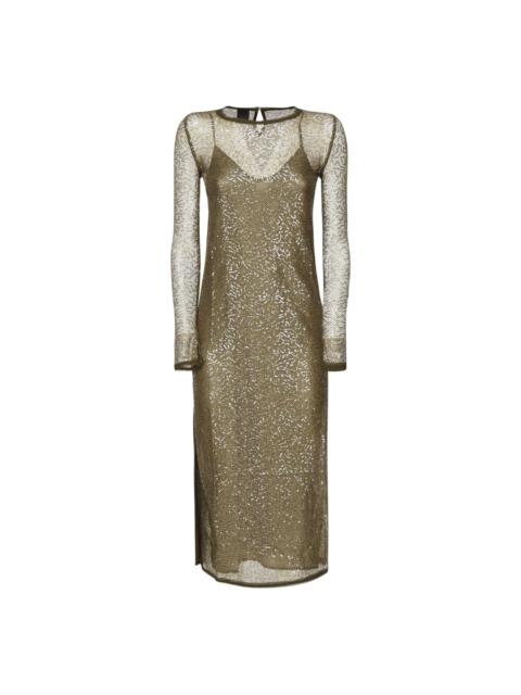 sequin-embellished mesh midi dress