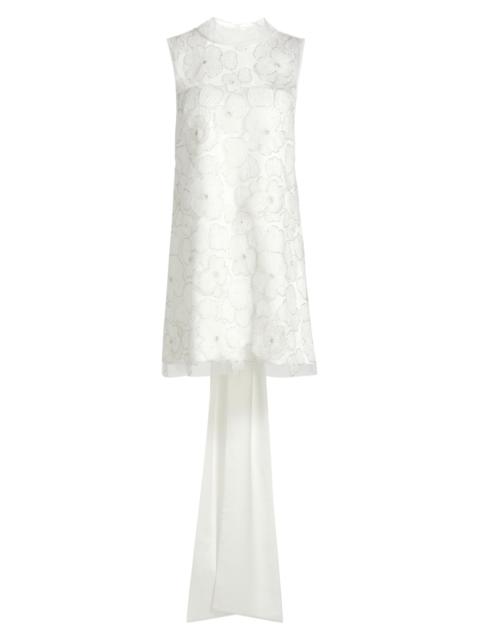 self-portrait Women's Embellished Tulle & Satin Bow Minidress - White
