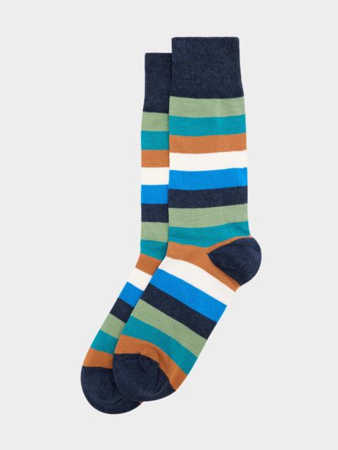 Paul Smith Men's Kit Color-Block Stripe Crew Socks