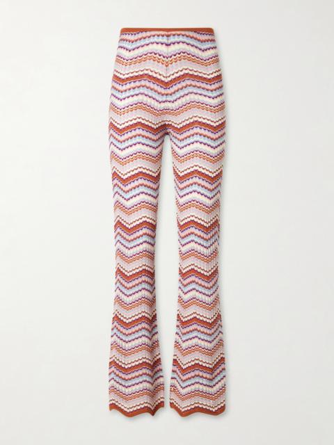 RIXO Boni Striped Chocheted Cotton Straight-leg Pants