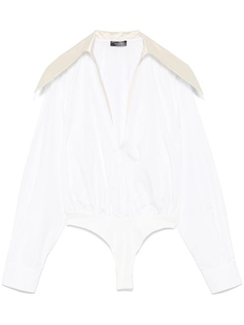 MUGLER spiky satin collar bodysuit