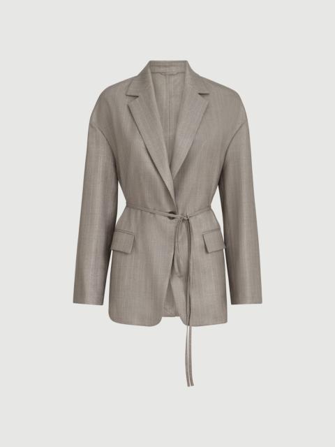 Brunello Cucinelli Sparkling virgin wool pinstripe blazer with monili