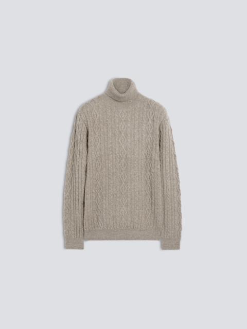 Aspesi WOOL AND YAK TURTLENECK JUMPER WITH CABLE AND ARGYLE KNIT