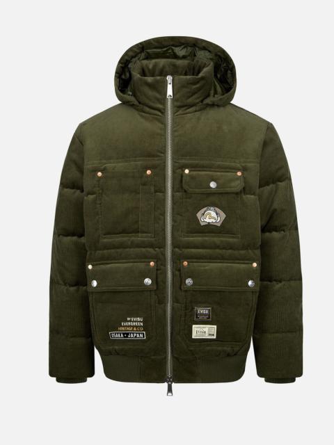EVISU Godhead Embroidery Corduroy Down Jacket