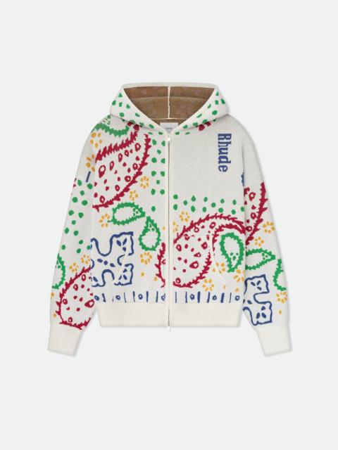 Rhude MULTI BANDANA KNIT ZIP UP HOODIE