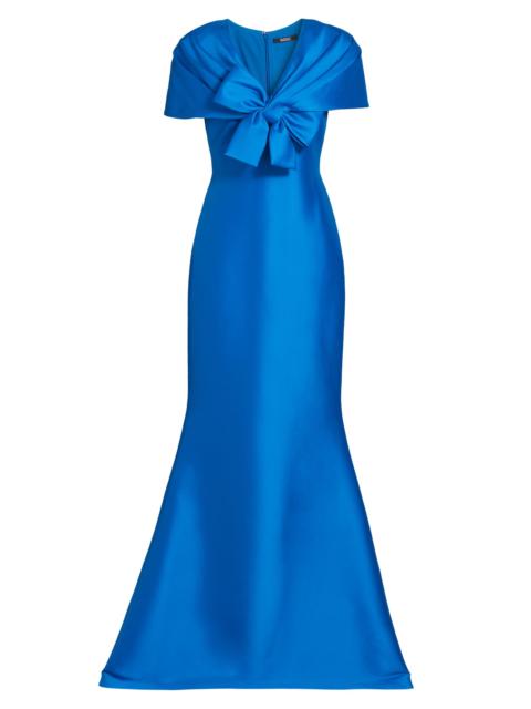 BADGLEY MISCHKA Women's Cape-Neck Trumpet Gown - Cobalt