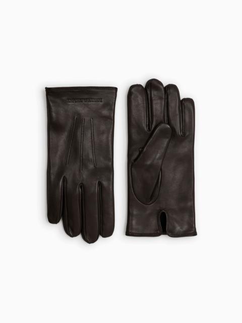 EMPORIO ARMANI Lambskin nappa leather gloves with baguette detail