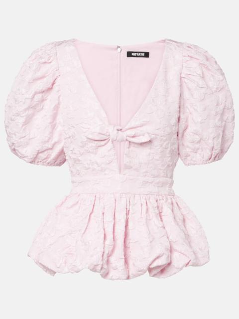 ROTATE Cutout jacquard peplum top