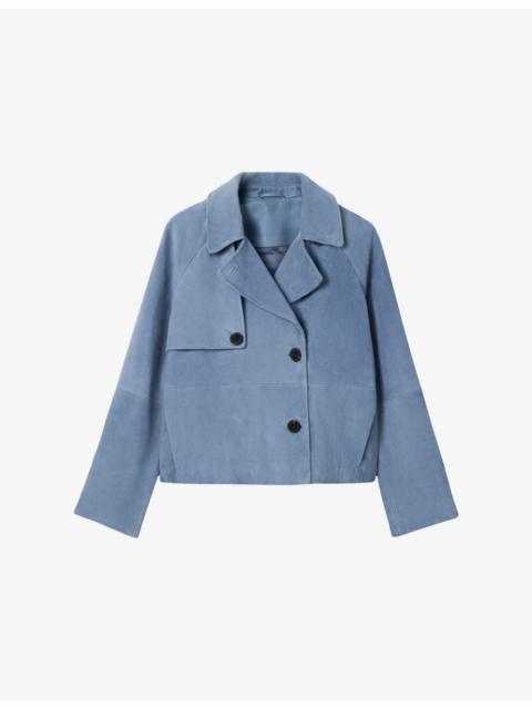 WHISTLES Double-Breasted Suede Trench Jacket