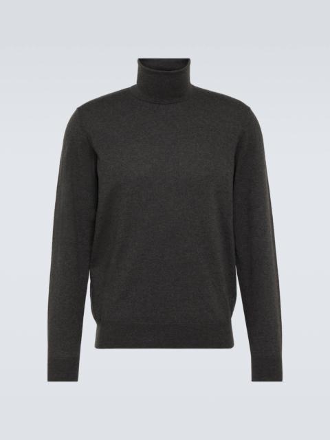 Cashmere jersey turtleneck top