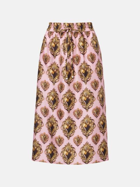 Dolce & Gabbana Printed silk midi skirt