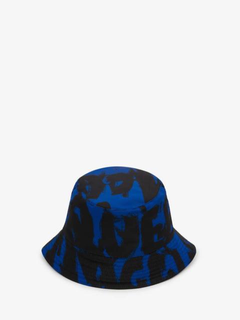 Women's McQueen Graffiti Bucket Hat in Royal/black