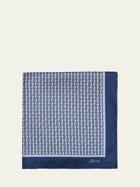 Brioni Men's Geometric Zig-Zag Silk Pocket Square
