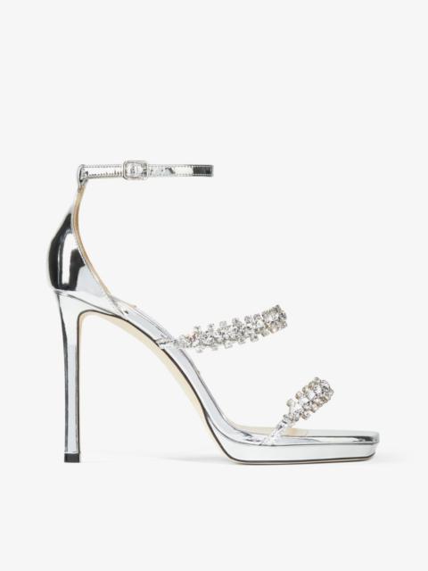 Bing Sandal 105
Silver Liquid Metal Sandals with Crystal Straps