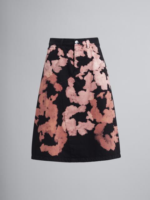 Marni SUNFLOWER PRINT BULL DENIM MIDI SKIRT