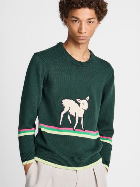 JW Anderson MENS SHEEP JUMPER IN DARK GREEN