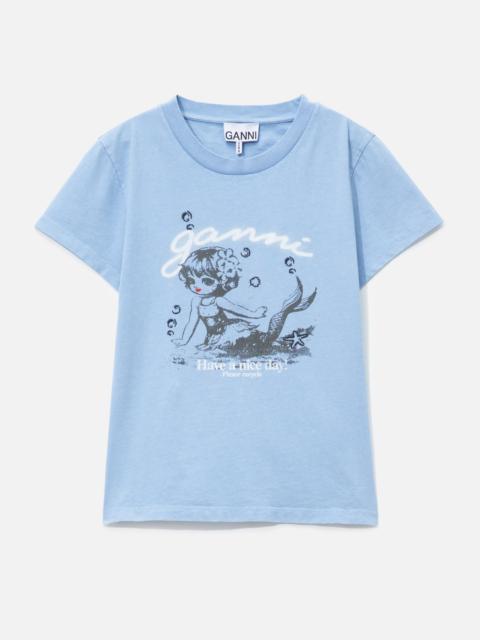 GANNI BABY FIT T-SHIRT WITH MERMAID