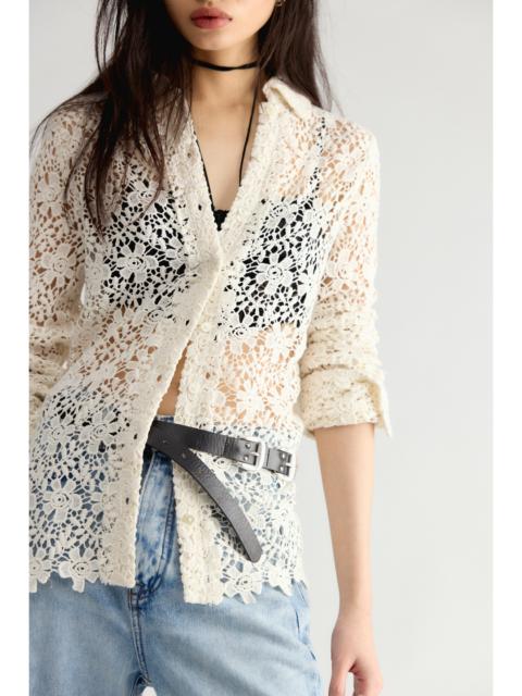 FREE PEOPLE Sam Lace Button Down Top