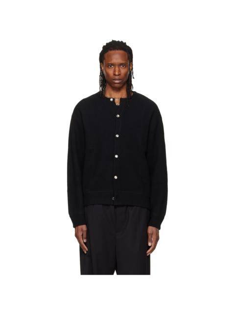 Wooyoungmi Black Round Neck Wool Cardigan