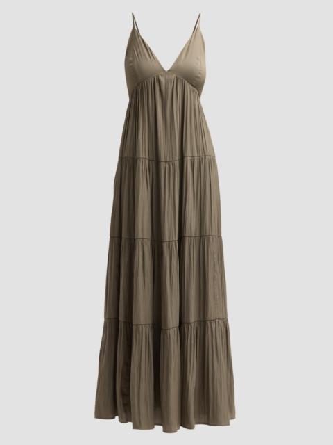 L'AGENCE Women's Lua Tiered Satin Maxi Dress - Smokey Olive