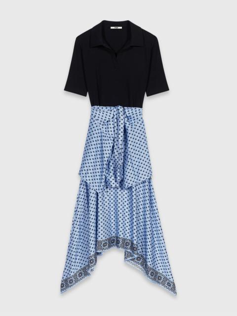 maje Layered-effect scarf skirt dress