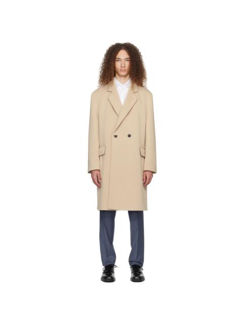 Beige Double-Breasted Coat