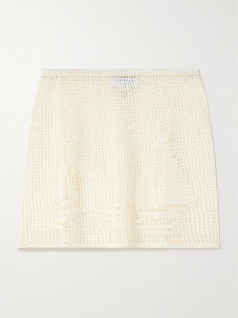 CALLE DEL MAR Nautical Crocheted Mini Skirt