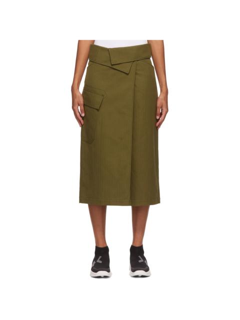 KENZO Khaki Soft Cotton Drill Wrap Skirt