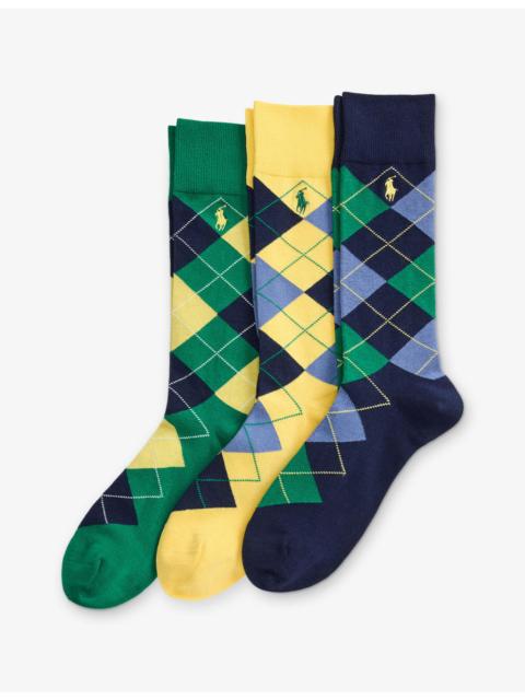 Polo Ralph Lauren Argyle Cotton-Blend Crew Socks Pack of Three