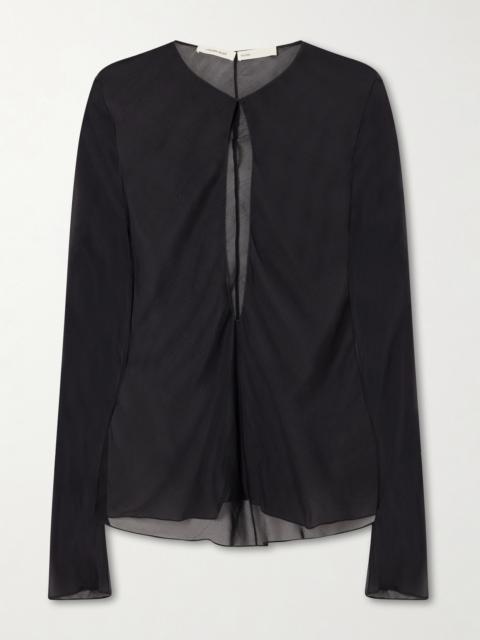 COLLEEN ALLEN Cut-out Silk-chiffon Blouse